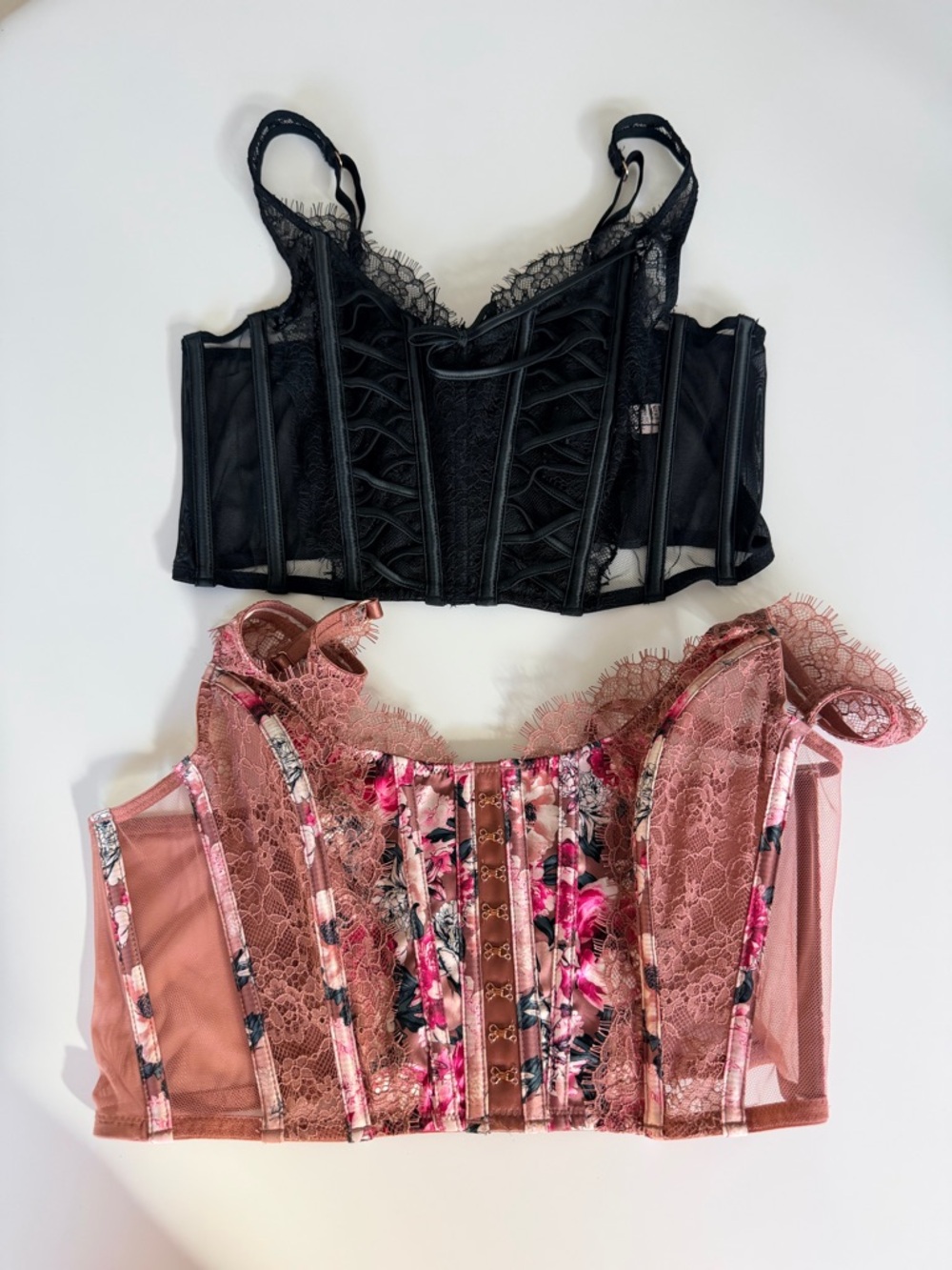 Victoria's Secret Dusty Rose Floral Lace Bustier Chemise Top
